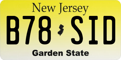 NJ license plate B78SID