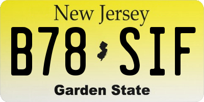 NJ license plate B78SIF