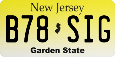 NJ license plate B78SIG