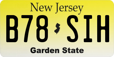 NJ license plate B78SIH