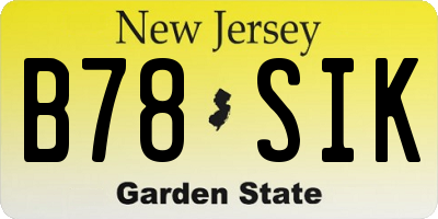 NJ license plate B78SIK