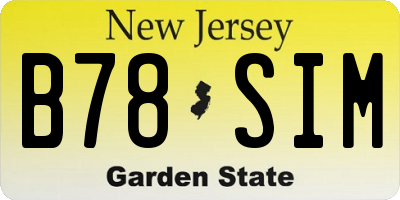 NJ license plate B78SIM