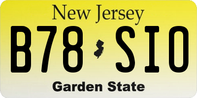 NJ license plate B78SIO