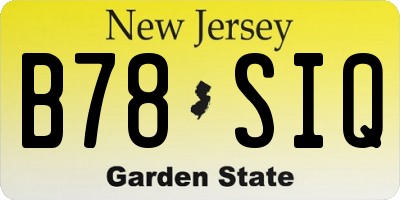 NJ license plate B78SIQ