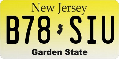NJ license plate B78SIU