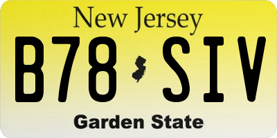 NJ license plate B78SIV