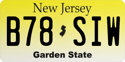 NJ license plate B78SIW