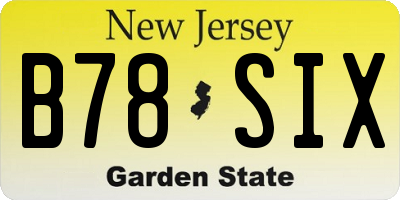 NJ license plate B78SIX
