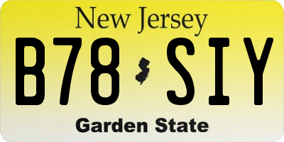 NJ license plate B78SIY