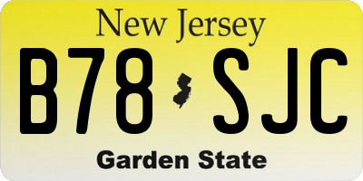NJ license plate B78SJC