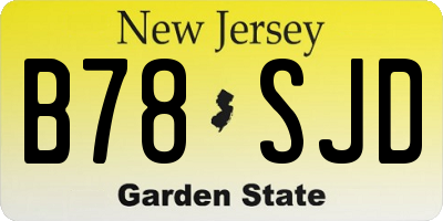 NJ license plate B78SJD
