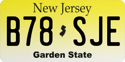 NJ license plate B78SJE