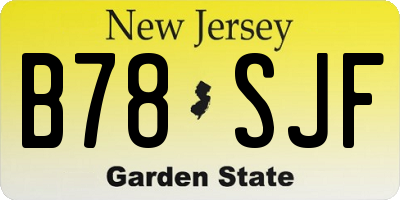 NJ license plate B78SJF