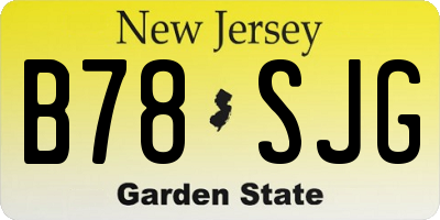 NJ license plate B78SJG