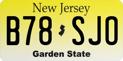 NJ license plate B78SJO