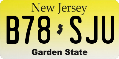 NJ license plate B78SJU