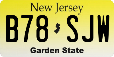 NJ license plate B78SJW
