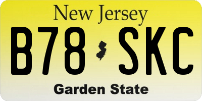 NJ license plate B78SKC