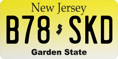 NJ license plate B78SKD