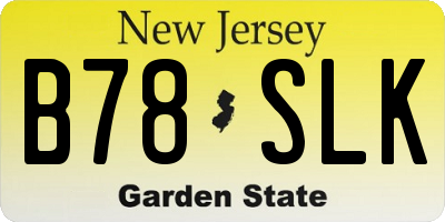 NJ license plate B78SLK