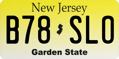 NJ license plate B78SLO
