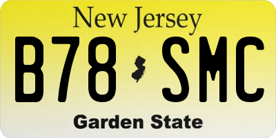 NJ license plate B78SMC