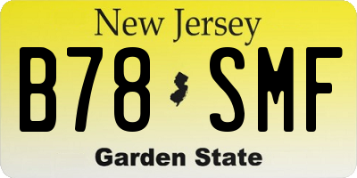NJ license plate B78SMF