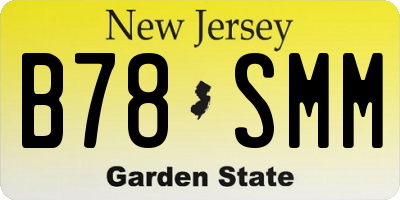 NJ license plate B78SMM