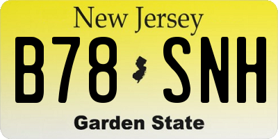 NJ license plate B78SNH