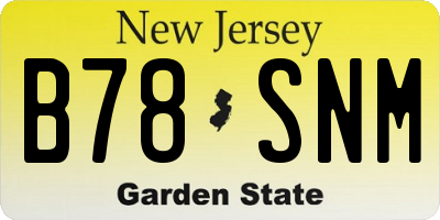 NJ license plate B78SNM