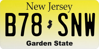 NJ license plate B78SNW