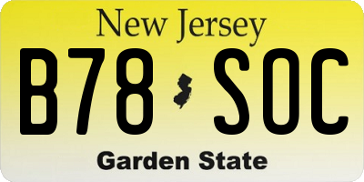 NJ license plate B78SOC
