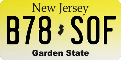 NJ license plate B78SOF