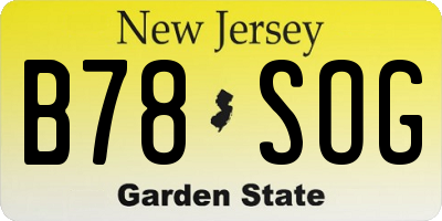 NJ license plate B78SOG