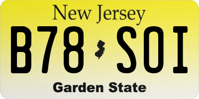 NJ license plate B78SOI