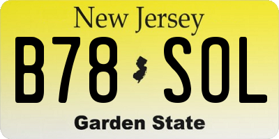 NJ license plate B78SOL