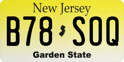 NJ license plate B78SOQ
