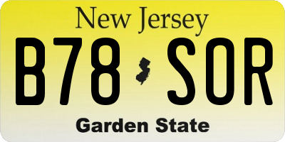 NJ license plate B78SOR