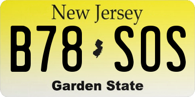 NJ license plate B78SOS