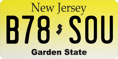 NJ license plate B78SOU