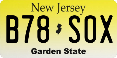 NJ license plate B78SOX