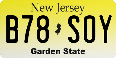 NJ license plate B78SOY