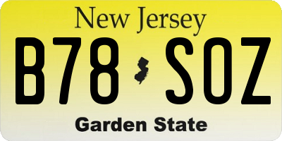 NJ license plate B78SOZ