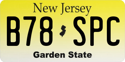 NJ license plate B78SPC