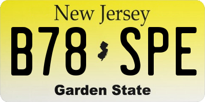 NJ license plate B78SPE