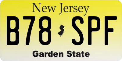 NJ license plate B78SPF