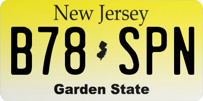 NJ license plate B78SPN