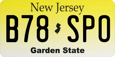 NJ license plate B78SPO
