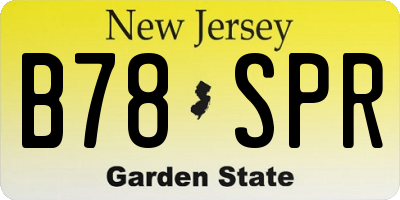 NJ license plate B78SPR
