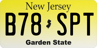 NJ license plate B78SPT